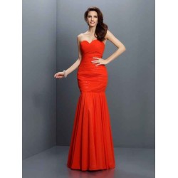 Mermaid Gorgeous Sweetheart Pleats Sleeveless Long Chiffon Bridesmaid Dresses