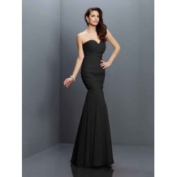 Mermaid Gorgeous Sweetheart Pleats Sleeveless Long Chiffon Bridesmaid Dresses